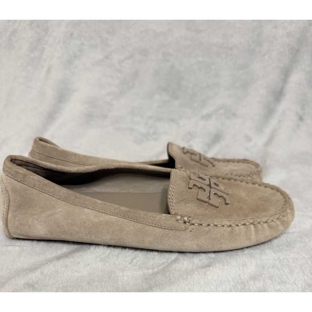 Tory Burch French Gray Taupe Suede Leather Lowell 2 Driver Loafer SZ 9 NEW - Picture 7 of 7